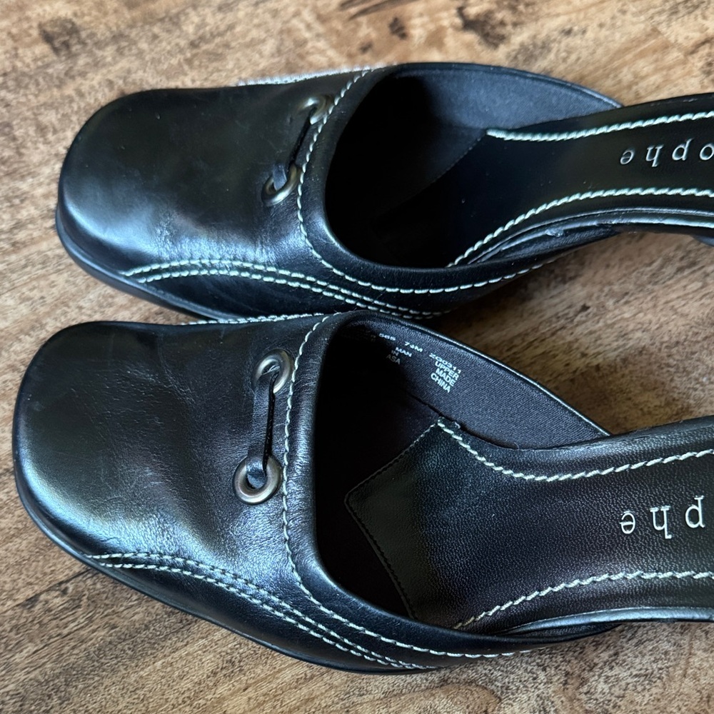 Apostrophe Black Leather Mules Womens - Picture 6 of 6